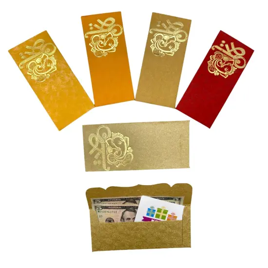 Assorted Ganesha Paper Shagun Money Envelopes, Lucky Cash Gift Envelope, Gifts Card Holder,currency, Tip Evenvolopes, Eid Diwali Christmas Wedding {6}