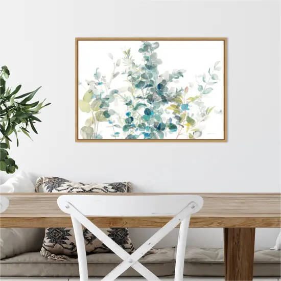Eucalyptus I White Crop by Danhui Nai Canvas Wall Art Print Framed Grey {7}