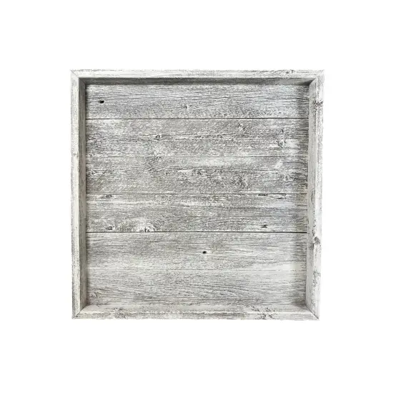 Rustic Farmhouse Reclaimed Wooden Ottoman Orangizing Serving Tray White {1}