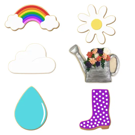 Spring Cookie Cutter Set 6 Piece Daisy, Rainbow, Clouds, Rainboot, Rain Drop, CookieCutter.com, USA {3}