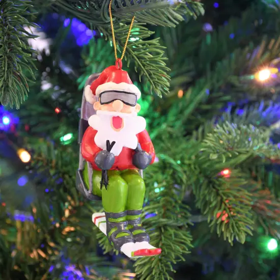 Skiing Santa on a Chairlift Christmas Ornament {6}