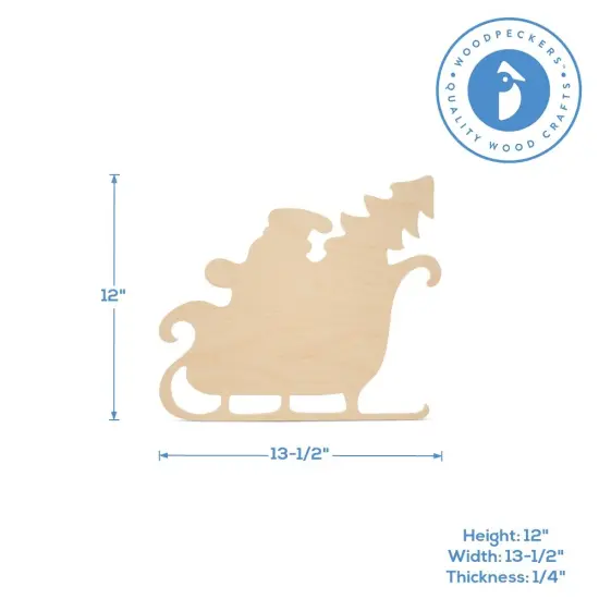 Wood Sleigh Cutout,, Multiple Sizes Available, Unfinished Christmas Sleigh for DIY Decor | Woodpeckers {10}