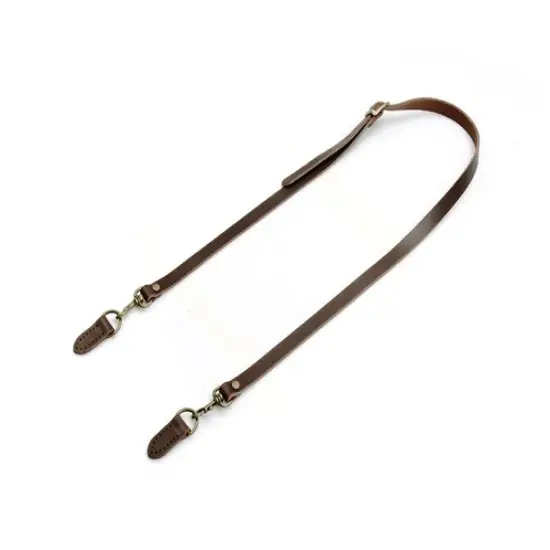 44" ~ 47.7" byhands Genuine Leather Adjustable Crossbody Bag Strap with Leather Tab (40-1150) Brown {1}