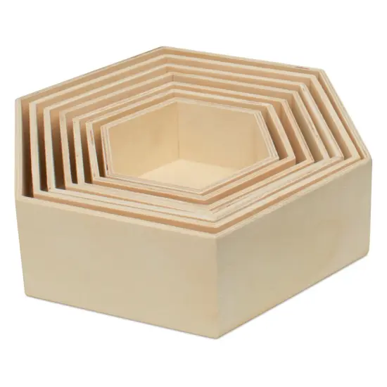 Wooden Hexagon Shelves with Backs, 7-set, for Crafts & DIY Dcor |Woodpeckers {9}