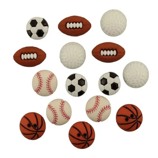 Assorted Sports Buttons &ndash; 50+ Piece Set for Sewing, Scrapbooking & DIY Crafts &ndash; Football, Baseball, Soccer, Golf & Skiing {4}
