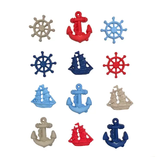 Assorted Nautical Buttons &ndash; 50+ Piece Set for Sewing, Scrapbooking & DIY Crafts &ndash; Boats, Shells, Marine Animals & Beach Attire {3}