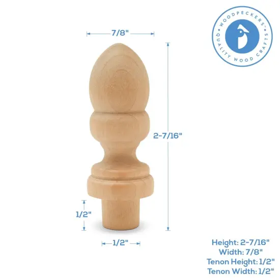 Wood Finials, 2-7/16 inch for Crafting & DIY Dcor |Woodpeckers {6}