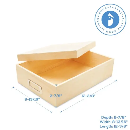 Wooden Box with Lid 12-3/8", Unfinished for Storage & Crafts | Woodpeckers {10}