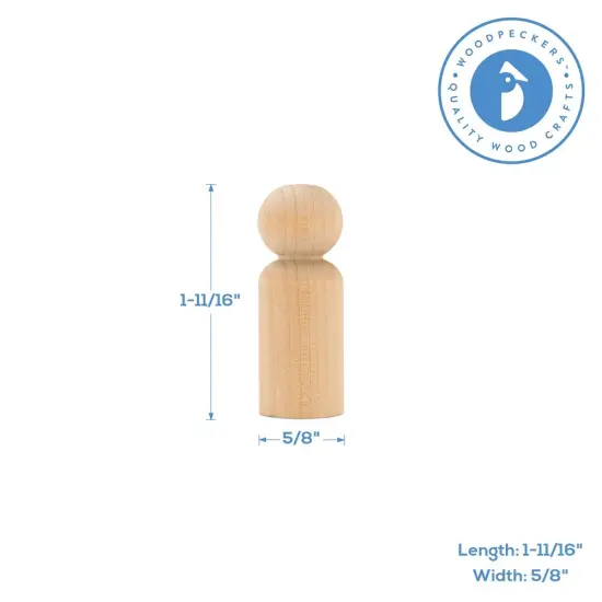 Small Wooden Peg Doll People Unfinished, 1-11/16 inch Boy Shape | Woodpeckers {6}