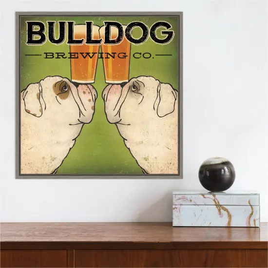 Bulldog Brewing by Ryan Fowler Canvas Wall Art Print Framed Grey {4}