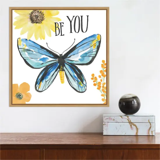 Beautiful Butterfly III by Sara Zieve Miller Canvas Wall Art Print Framed Natural {4}