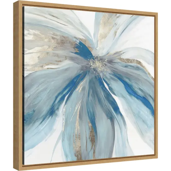 Blue Monarch I (Flower) by Asia Jensen 16-in. W x 16-in. H. Canvas Wall Art Print Framed in Natural {2}