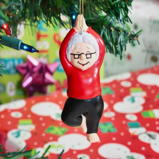 Mrs. Claus Tree Pose Yoga Christmas Ornament {5}