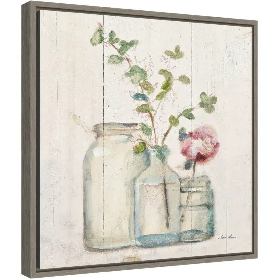 Blossoms on Birch IV by Cheri Blum 16-in. W x 16-in. H. Canvas Wall Art Print Framed in Grey {2}