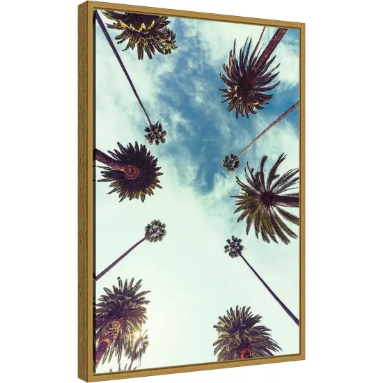 Palm Sky 2 by Design Fabrikken 16-in. W x 23-in. H. Canvas Wall Art Print Framed in Gold {2}