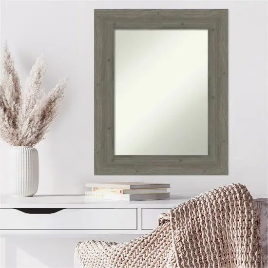 Amanti Art Non-Beveled Wood Wall Mirror, Fencepost Brown Frame Fencepost Grey {6}