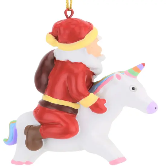 Santa Riding A Unicorn Christmas Ornament {3}