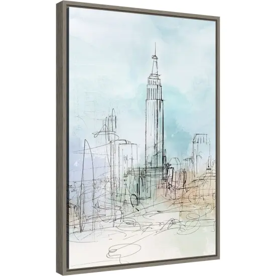 Blue London by Isabelle Z 16-in. W x 23-in. H. Canvas Wall Art Print Framed in Grey {2}