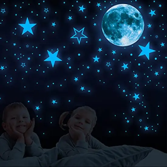 VUDECO 1109 Piece Glow In The Dark Stars and Moon Sticker for Kids Room Decor {4}