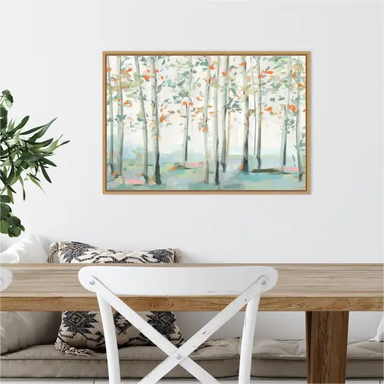 Emerald Forest III by Isabelle Z 23-in. W x 16-in. H. Canvas Wall Art Print Framed in Natural {5}