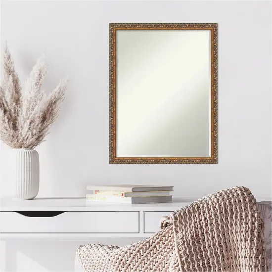Petite Bevel Wood Wall Mirror, Antique Bronze Frame {6}