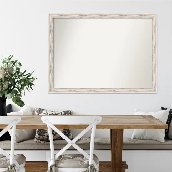Amanti Art Non-Beveled Wood Wall Mirror, Alexandria White Wash Narrow Frame {7}