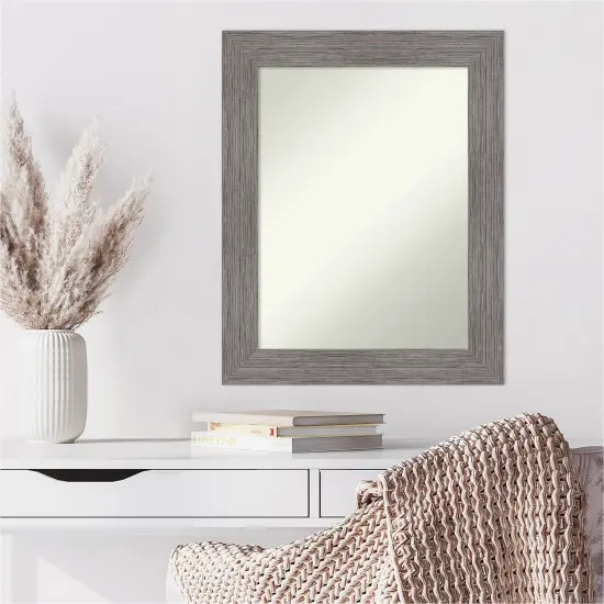 Amanti Art Non-Beveled Wall Mirror, Pinstripe Plank Grey Frame {6}