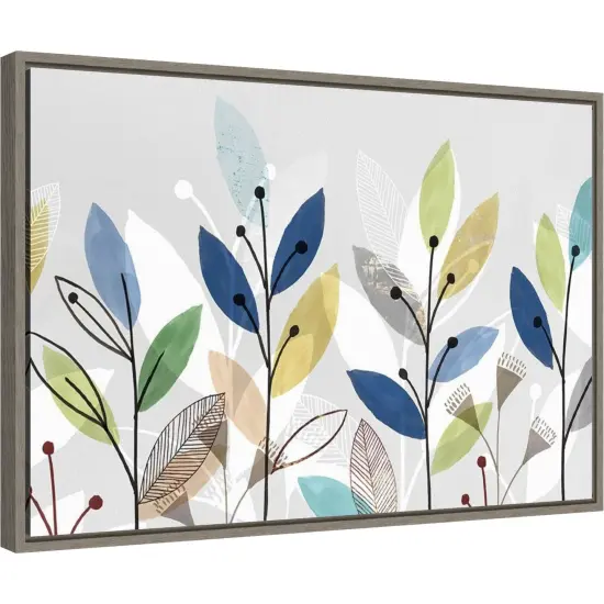 Morning Glory II (Floral) by Isabelle Z 23-in. W x 16-in. H. Canvas Wall Art Print Framed in Grey {2}