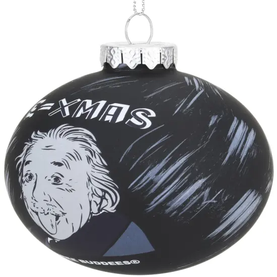 E=Xmas Albert Einstein Glass Christmas Ornament {2}