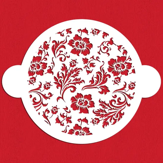 Chic Rose Circle Cake Stencil | C344 by Designer Stencils | Cake Decorating Tools | Baking Stencils for Royal Icing, Airbrush, Dusting Powder | Reusable Plastic Food Grade Stencil for Cakes | Easy to Use & Clean Cake Stencil {1}