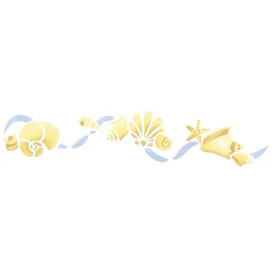 Shells with Ribbon Wall Stencil | 2181 by Designer Stencils | Outdoor Stencils | Reusable Art Craft Stencils for Painting on Walls, Canvas, Wood | Reusable Plastic Paint Stencil for Home Makeover | Easy to Use & Clean Art Stencil {1}