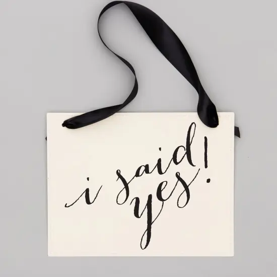 Ritzy Rose Engagement Sign - Black on 11x8in Ivory Linen Cardstock with Black Ribbon {2}