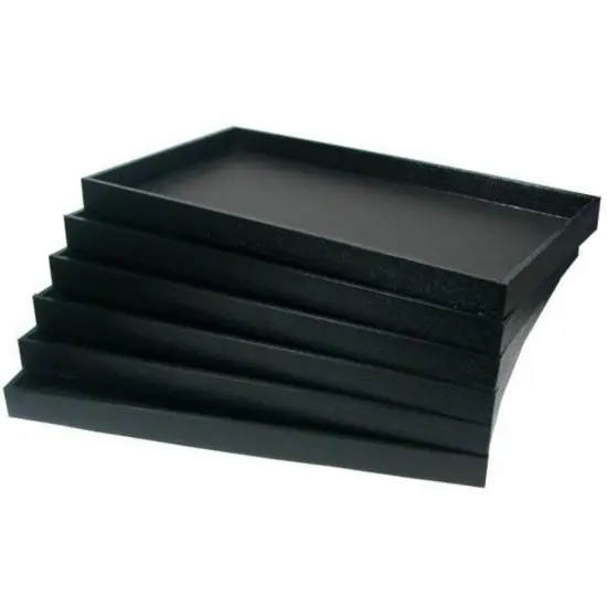 6 Black Faux Leather Jewelry Display Trays Showcase Displays {1}