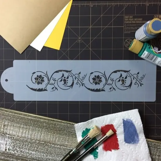 Flower Scroll Cake Stencil Side | C119T by Designer Stencils | Cake Decorating Tools | Baking Stencils for Royal Icing, Airbrush, Dusting Powder | Reusable Plastic Food Grade Stencil for Cakes | Easy to Use & Clean Cake Stencil {5}