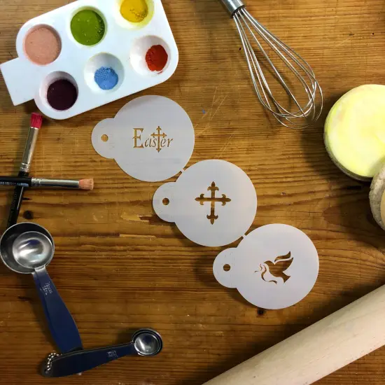Small Easter Candy Stencils: Dove, Cross, Easter | C305 by Designer Stencils | Cookie Decorating Tools | Baking Stencils for Royal Icing, Airbrush, Dusting Powder | Reusable Food Grade Stencil for Cookies | Easy to Use & Clean Stencil {3}