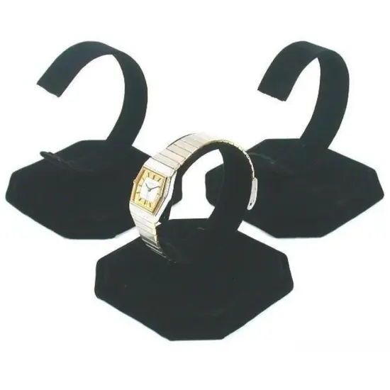 3 Black Velvet Watch Jewelry Bracelet Display Stands {1}
