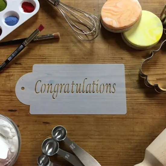 Congratulations Cake Stencil | C011 by Designer Stencils | Stencils for Royal Icing, Airbrush, Dusting Powder | {2}