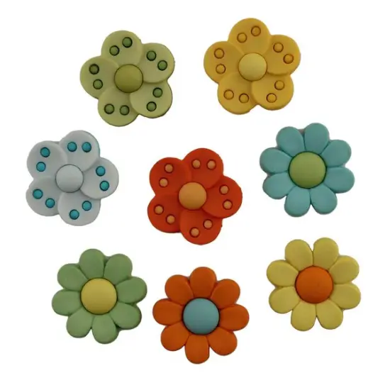 Assorted Flower Power Buttons &ndash; 50+ Piece Set for Sewing, Scrapbooking & DIY Crafts &ndash; Colorful Floral Designs {5}