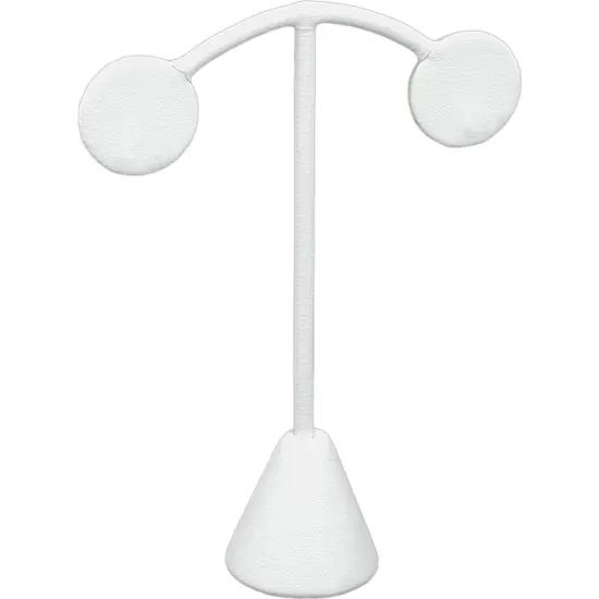 White Leather Earring Display Stand Jewelry Case 4.5" {1}