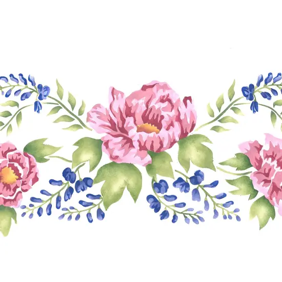 Small Peony and Hydrangea Wall Stencil | 2411 by Designer Stencils | Floral Stencils | Reusable Art Craft Stencils for Painting on Walls, Canvas, Wood | Reusable Plastic Paint Stencil for Home Makeover | Easy to Use & Clean Art Stencil {2}