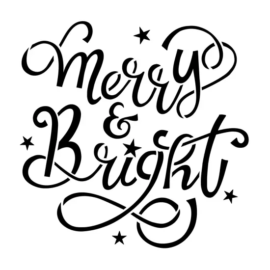 Merry & Bright Embossing 12 x 12 Stencil | FS121 by Designer Stencils | Word & Phrase Stencils | Reusable Stencils for Painting on Wood, Wall, Tile, Canvas, Paper, Fabric, Furniture, Floor | Reusable Stencil for Home Makeover | Easy to Use & Clean {1}