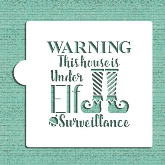Elf Surveillance Cookie & Craft Stencil | CM173 by Designer Stencils | Cookie Decorating Tools | Baking Stencils for Royal Icing, Airbrush, Dusting Powder | Craft Stencils for Canvas, Paper, Wood | Reusable Food Grade Stencil {1}
