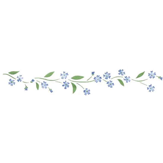 Forget-Me-Not Floral Wall Stencil Border | 1492 by Designer Stencils | Reusable Art Craft Stencils for Painting on Walls, Canvas, Wood | {1}