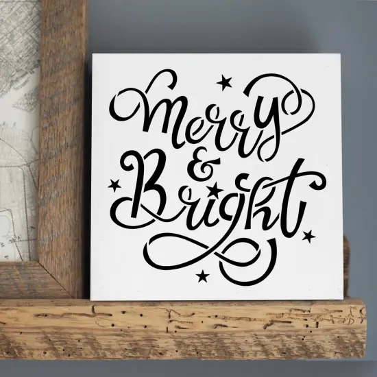 Merry & Bright Embossing 12 x 12 Stencil | FS121 by Designer Stencils | Word & Phrase Stencils | Reusable Stencils for Painting on Wood, Wall, Tile, Canvas, Paper, Fabric, Furniture, Floor | Reusable Stencil for Home Makeover | Easy to Use & Clean {4}