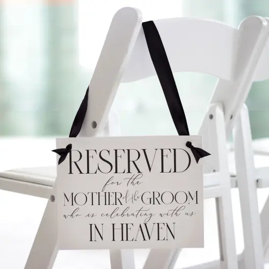 Ritzy Rose Mother of the Groom Memorial Sign - Black on 11x8in White Linen Cardstock with Black Ribbon {6}