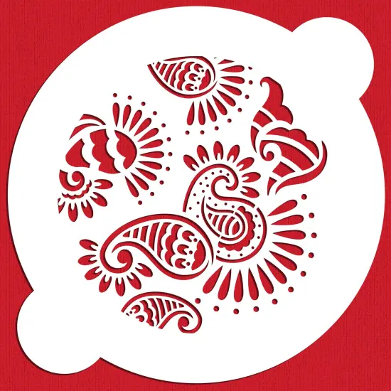 5-Inch Mehndi Cake Stencil Top | C389 by Designer Stencils | Cake Decorating Tools | Baking Stencils for Royal Icing, Airbrush, Dusting Powder | Reusable Plastic Food Grade Stencil for Cakes | Easy to Use & Clean Cake Stencil {1}