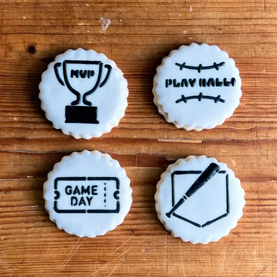 Small Sports Themed Candy Stencils | C1078 by Designer Stencils | Candy & Cookie Decorating Tools | Baking Stencils for Royal Icing, Airbrush, Dusting Powder | Reusable Plastic Food Grade Stencil for Cookies | Easy to Use & Clean {2}