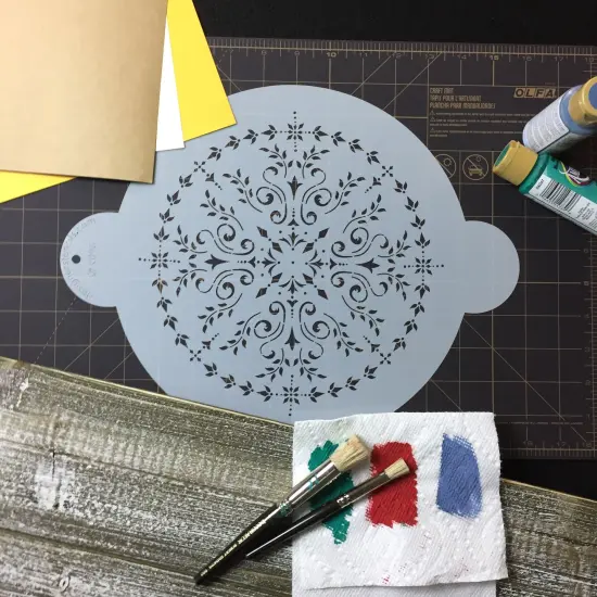 Round Medallion Cake Stencil | C098 by Designer Stencils | Cake Decorating Tools | Baking Stencils for Royal Icing, Airbrush, Dusting Powder | Reusable Plastic Food Grade Stencil for Cakes | Easy to Use & Clean Cake Stencil {4}