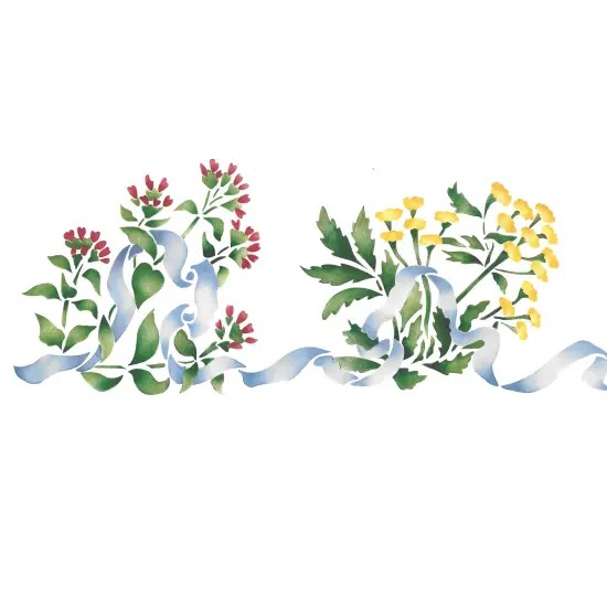 Herbs with Ribbon Wall Stencil | 2195 by Designer Stencils | Word & Phrase Stencils | Reusable Art Craft Stencils for Painting on Walls, Canvas, Wood | Reusable Plastic Paint Stencil for Home Makeover | Easy to Use & Clean Art Stencil {2}