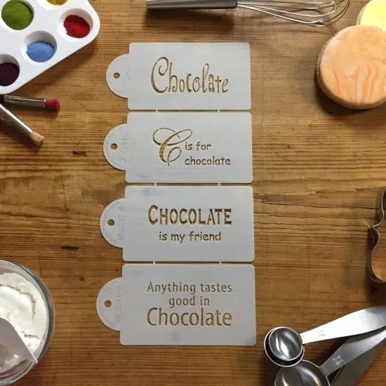 Chocolate Sayings Cookie Stencils | C243 by Designer Stencils | Cookie Decorating Tools | Baking Stencils for Royal Icing, Airbrush, Dusting Powder | Reusable Plastic Food Grade Stencil for Cookies | Easy to Use & Clean Cookie Stencil {2}